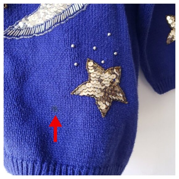 Vintage Whimsigoth Cobalt Blue Constellation Star Celestial Knit Sweater - Picture 8 of 9